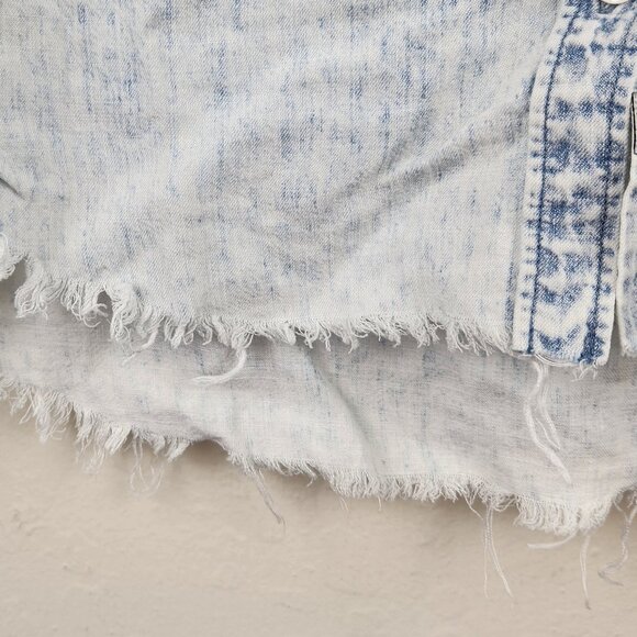 Rails Ingrid Light Acid Wash Raw Hem Button Up Shirt Lyocell Linen sz S - Picture 10 of 16